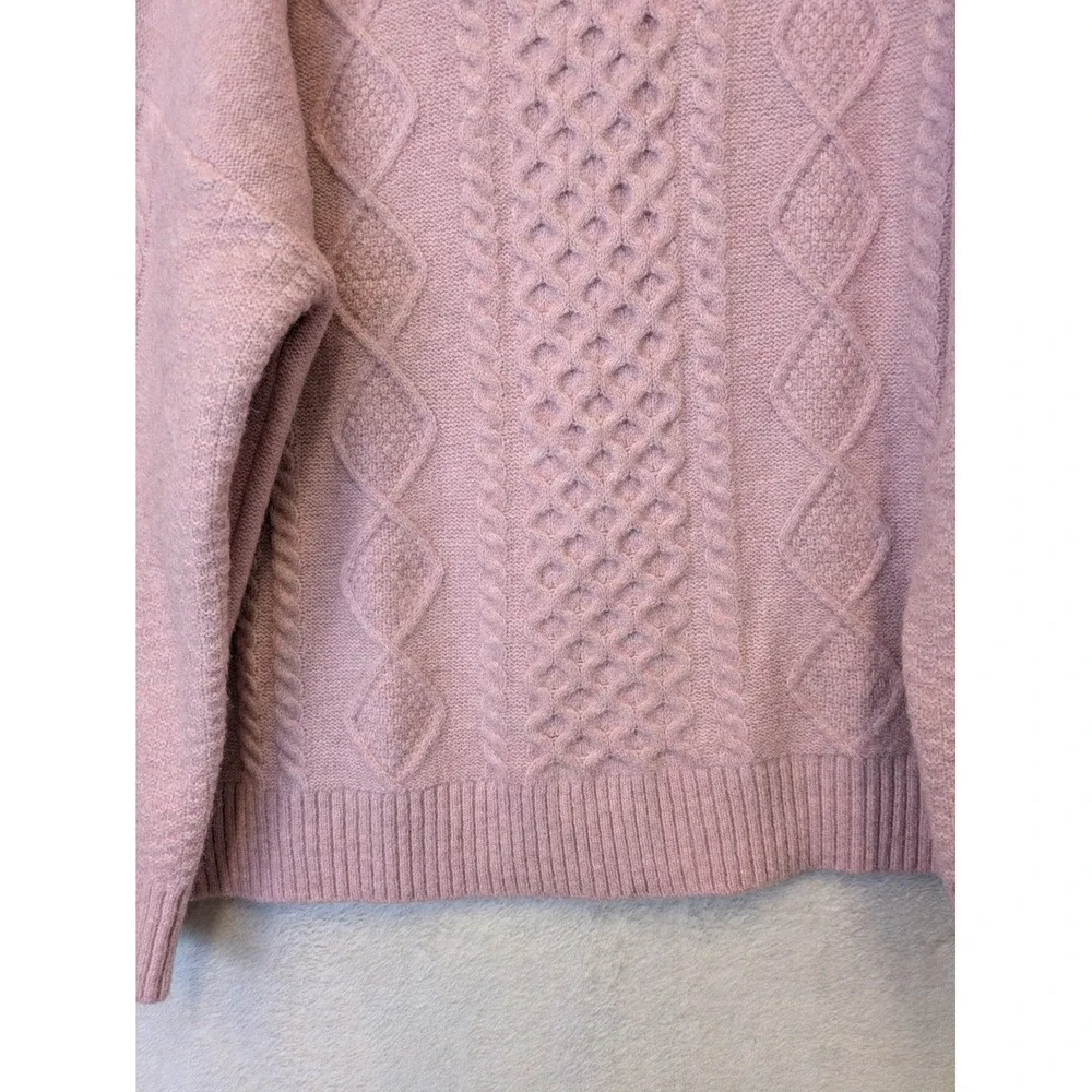 Cyrus Misty Pink Cable Knit Crew Neck Sweater Womens Large CV172503 NWT - Picture 3 of 10
